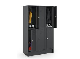 Basic stalen garderobekast met 2, 4 of 6 deuren en valgrendelslot voor hangslot