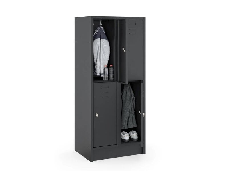 Basic stalen garderobekast met 2, 4 of 6 deuren en valgrendelslot voor hangslot