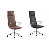 BNO Amola fauteuil de direction en cuir cognac avec piètement aluminium et mécanisme synchronisé