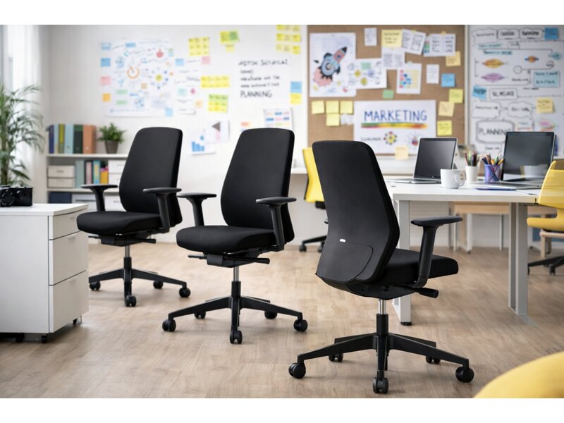 Interstuhl Every EV151 zwart – ergonomische bureaustoel met autolift synchroonmechanisme