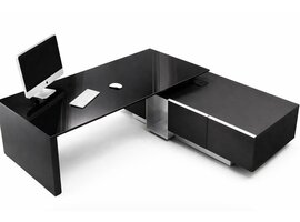 Ultom Modi bureau glas met opleg dressoir – directiebureau design