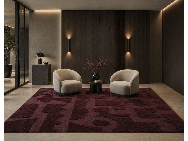 Brink & Campman Mural Burgundy tapis – laine design bordeaux abstrait