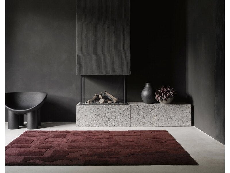 Brink & Campman Mural Burgundy tapis – laine design bordeaux abstrait