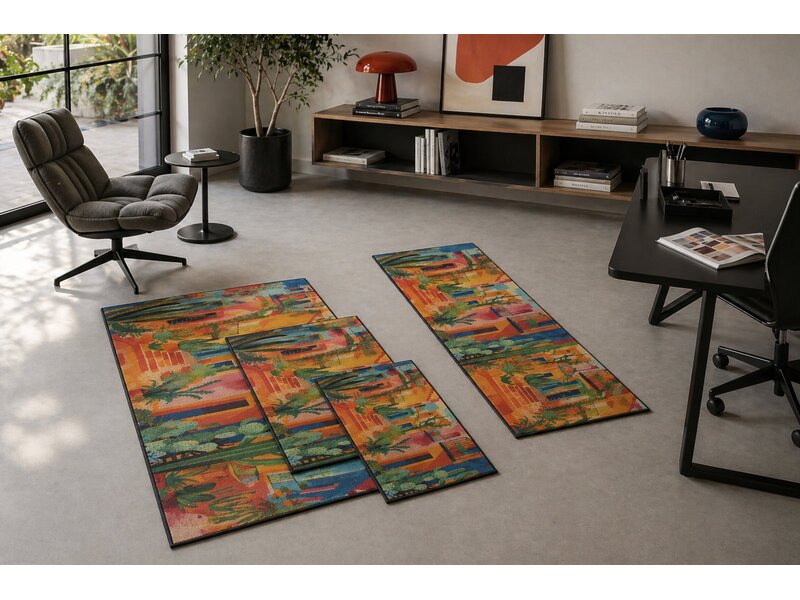 Kleentex Wash & Dry Casas de Colores deurmat – wasbare schoonloopmat kleurrijk design