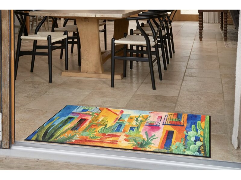 Kleentex Wash & Dry Casas de Colores deurmat – wasbare schoonloopmat kleurrijk design