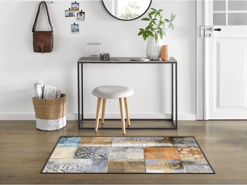 Kleentex Wash & Dry Tilea voetmat – wasbare schoonloopmat kleurrijk antislip
