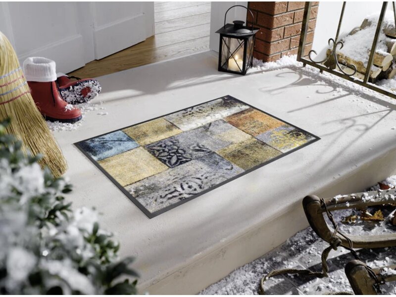 Kleentex Wash & Dry Tilea voetmat – wasbare schoonloopmat kleurrijk antislip