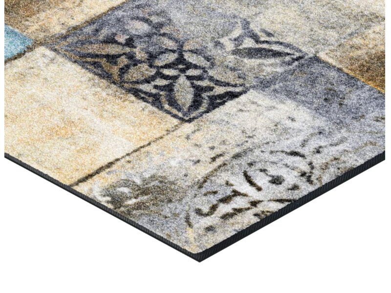 Kleentex Wash & Dry Tilea voetmat – wasbare schoonloopmat kleurrijk antislip