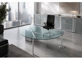Ultom Isotta bureau forme haricot – bureau direction design avec plateau en verre