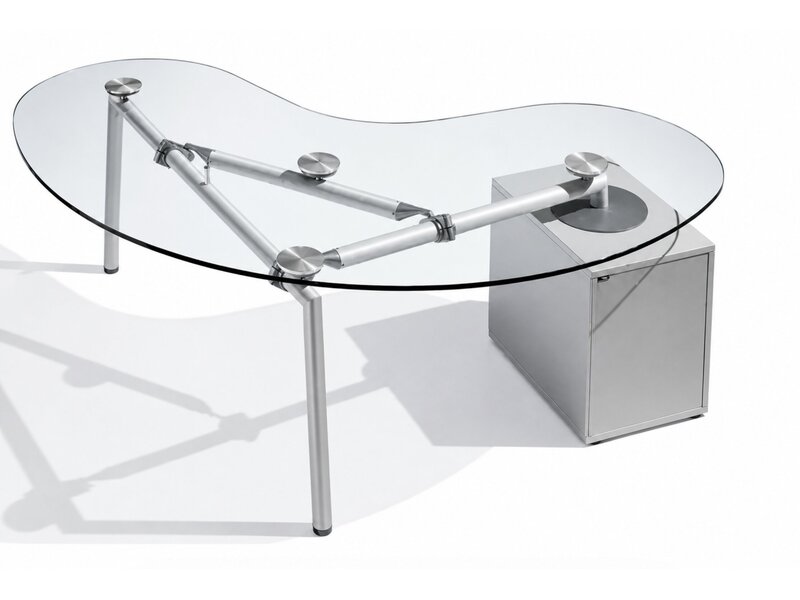 Ultom Isotta bureau forme haricot – bureau direction design avec plateau en verre