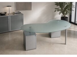 Ultom Isotta bureau forme haricot – bureau direction design avec plateau en verre