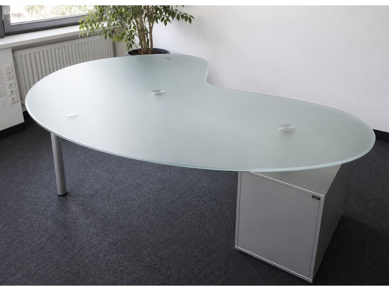 Ultom Isotta bureau forme haricot – bureau direction design avec plateau en verre
