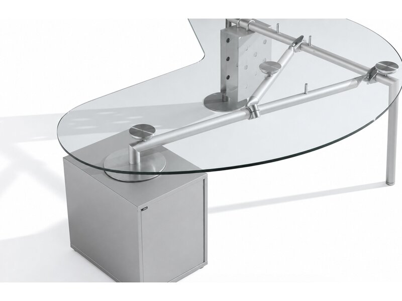 Ultom Isotta bureau forme haricot – bureau direction design avec plateau en verre