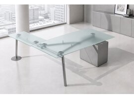 Ultom Isotta bureau rectangulaire – bureau design avec plateau en verre et structure acier