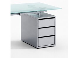 Ultom Isotta bureau rectangulaire – bureau design avec plateau en verre et structure acier