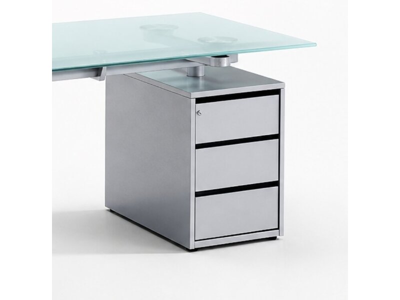 Ultom Isotta bureau rectangulaire – bureau design avec plateau en verre et structure acier