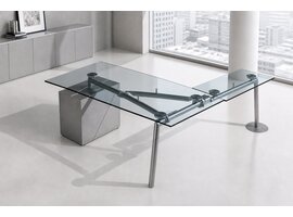 Ultom Isotta bureau rectangulaire – bureau design avec plateau en verre et structure acier