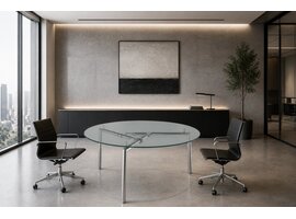 Ultom Isotta table de réunion ronde – table design en verre pour réunion