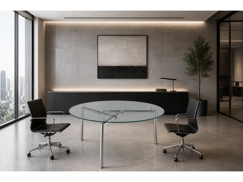 Ultom Isotta table de réunion ronde – table design en verre pour réunion