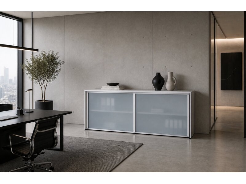 Ultom Isotta meuble bas – armoire design avec portes coulissantes en verre