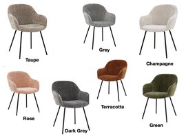 Kick collection KICK Arda eetkamerstoel – stoffen stoel met armleuningen en metalen frame KICK Arda eetkamerstoel – stoffen stoel met armleuningen en metalen frame