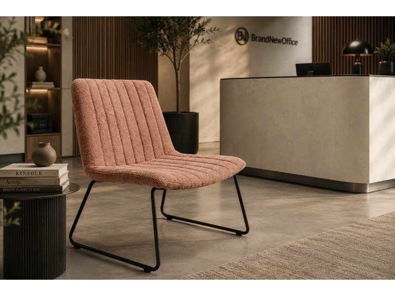 KICK James fauteuil – design fauteuil in chenille stof met metalen frame