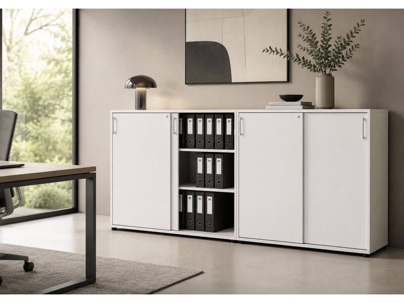 MDD Basic – Middelhoge schuifdeurkast in melamine, ruimtebesparend en duurzaam