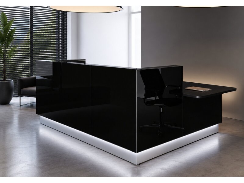 MDD Linea receptiebalie design – glazen balie met LED verlichting