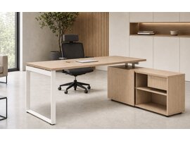 MDD Ogi-Q bureau met lowboard – Ergonomisch, modulair en representatief kantoorontwerp