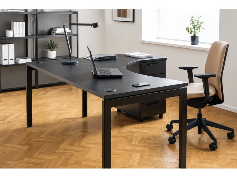 MDD Ogi U hoekbureau – modern design hoekbureau met kabelmanagement voor kantoor
