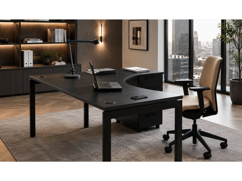 MDD Ogi U hoekbureau – modern design hoekbureau met kabelmanagement voor kantoor