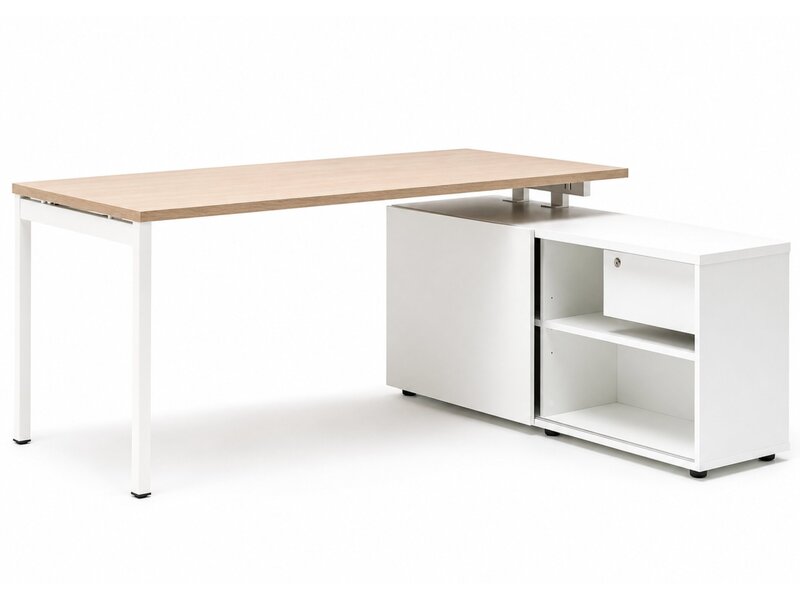 MDD Ogi-Y hoekbureau met opbergkast – professioneel bureau met aanbouw, ladeblok en kabelmanagement