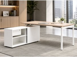 MDD MDD Ogi-Y hoekbureau met opbergkast – professioneel bureau met aanbouw, ladeblok en kabelmanagement MDD Ogi-Y hoekbureau met opbergkast – professioneel bureau met aanbouw, ladeblok en kabelmanagement