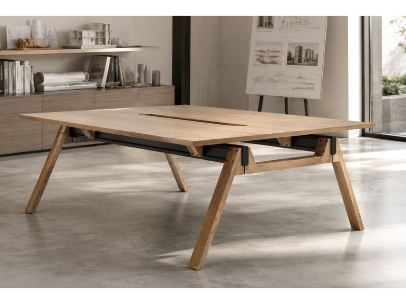 Bureau de direction MDD Viga duo – bureau îlot pour 2 personnes avec plateau chêne ou Fenix
