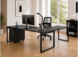 Bureau d’angle MDD Ogi-Q – bureau ergonomique avec retour et gestion des câbles en option