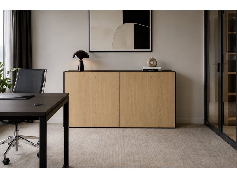 MDD Viga lage kast – design opbergkast in eikenfineer of Fenix voor kantoor en directiewerkplek