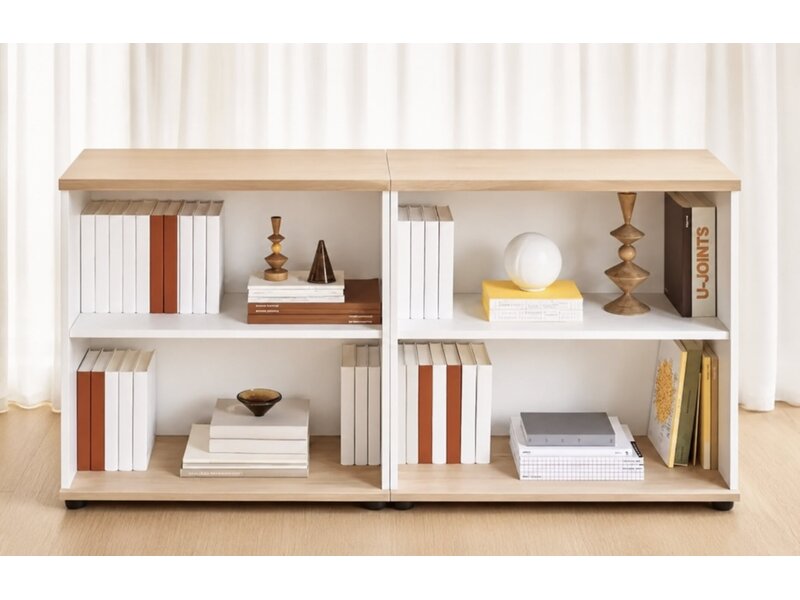 Armoire ouverte basse MDD Basic – rangement pour classeurs, livres et fournitures de bureau