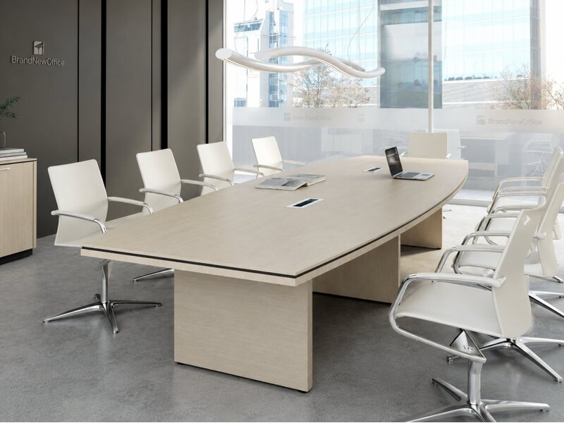 MDD Status grote vergadertafel – representatieve boardroomtafel met gesloten basis en optionele Mediabox