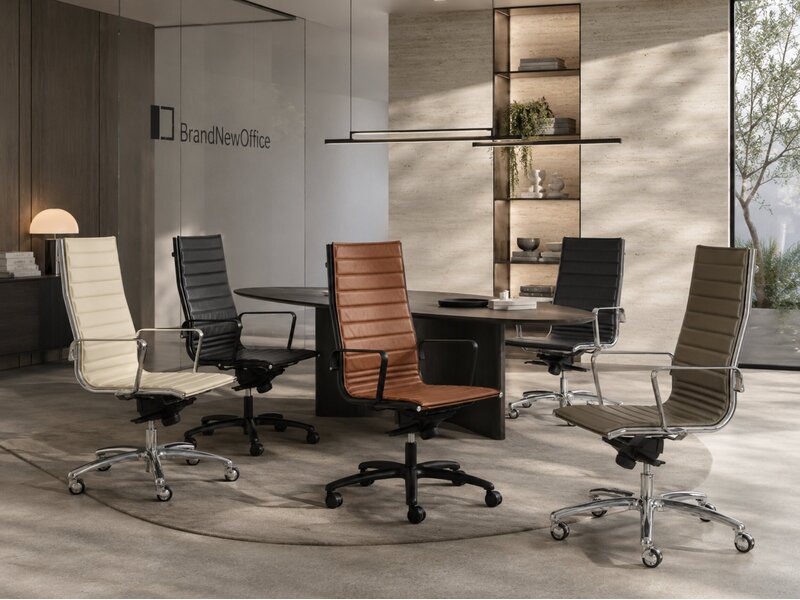 Fauteuil de direction Luxy Light en cuir – siège italien haut dossier avec mécanisme multiblock