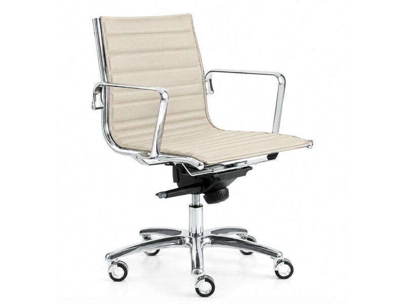 Fauteuil de bureau Luxy Light en cuir – siège italien compact avec mécanisme relax et structure aluminium