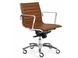 Luxy Italia Fauteuil de bureau Luxy Light en cuir – siège italien compact avec mécanisme relax et structure aluminium Fauteuil de bureau Luxy Light en cuir – siège italien compact avec mécanisme relax et structure aluminium