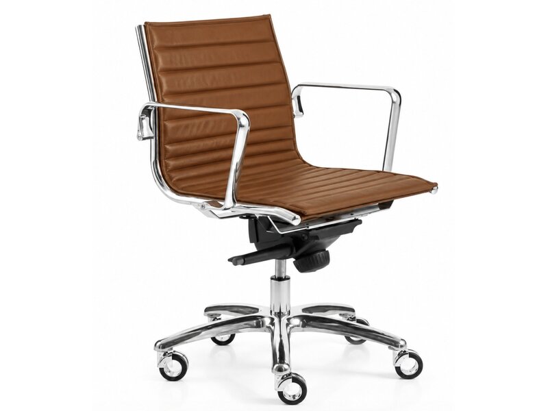 Fauteuil de bureau Luxy Light en cuir – siège italien compact avec mécanisme relax et structure aluminium