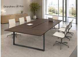 Table de réunion Bralco Loopy mélamine – grande table italienne avec gestion des câbles et installation incluse