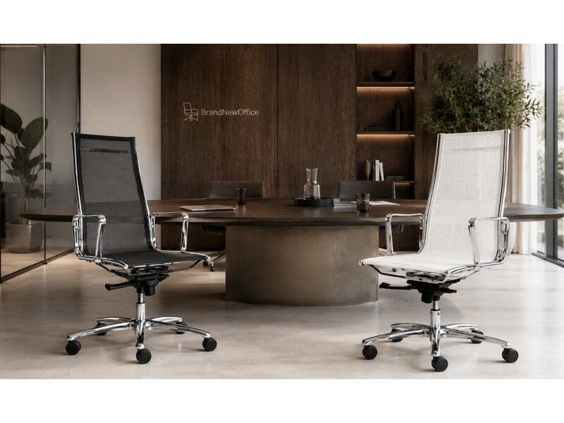 Fauteuil de direction Luxy Light en résille – siège italien haut dossier avec structure aluminium et mécanisme multiblock