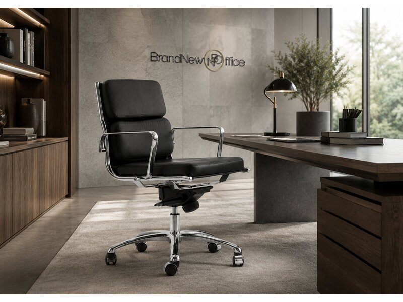 Fauteuil de bureau Luxy Light en cuir ou similicuir – siège italien avec structure aluminium et mécanisme relax