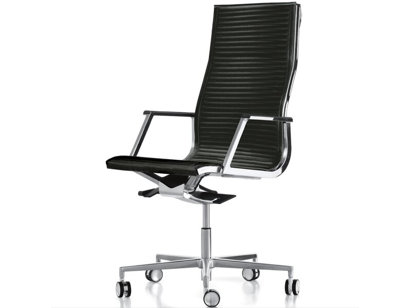 Fauteuil de bureau Luxy Nulite en cuir ou similicuir – siège italien avec mécanisme multiblock et détails aluminium