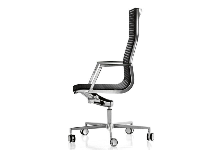 Fauteuil de bureau Luxy Nulite en cuir ou similicuir – siège italien avec mécanisme multiblock et détails aluminium