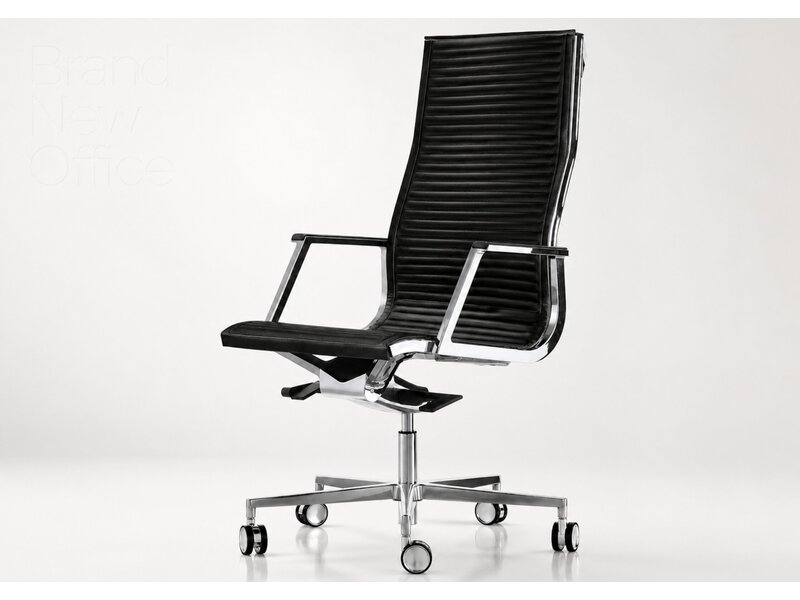 Fauteuil de bureau Luxy Nulite en cuir ou similicuir – siège italien avec mécanisme multiblock et détails aluminium