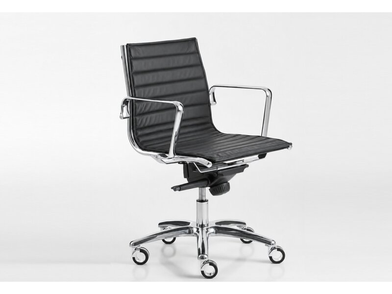 Fauteuil de bureau Luxy Light en cuir ou similicuir – siège italien avec structure aluminium et mécanisme relax