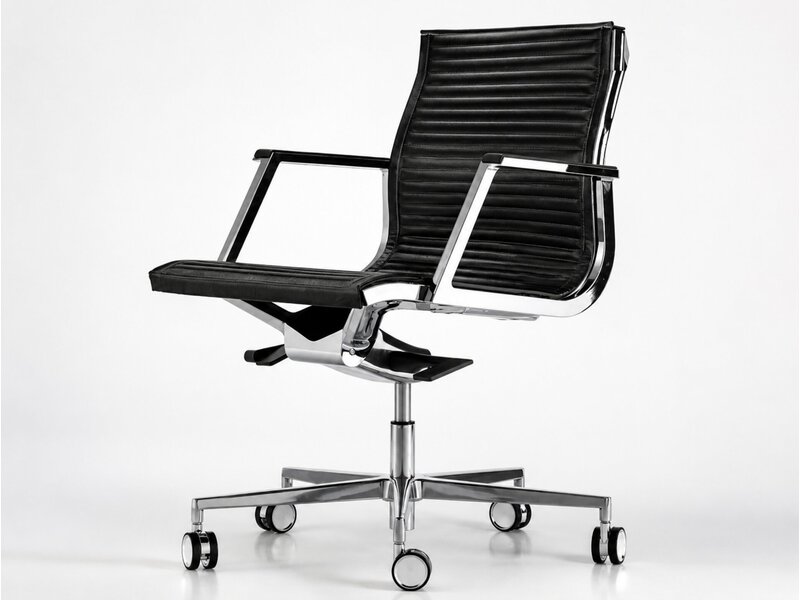 Luxy Nulite Medium Back bureaustoel in leder of kunstleder – Italiaanse stoel met multiblock mechanisme en aluminium armleuningen